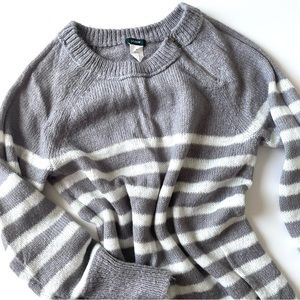 MOVING SALE [J.Crew] Mohair & Wool Grey & White Stripe Sweater